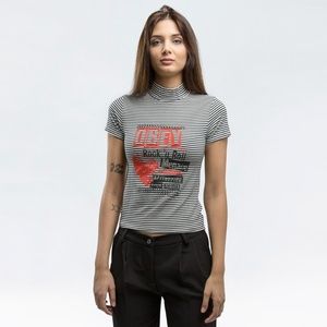 NWT Rock And Roll Menace Stripe Mock Turtleneck